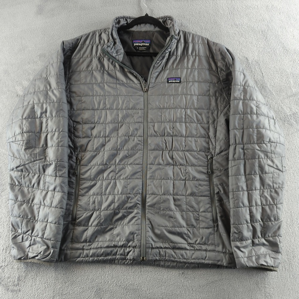 Patagonia Nano Puff Puffer Jacket Mens Large Gray Primaloft Insulated Coat Logo